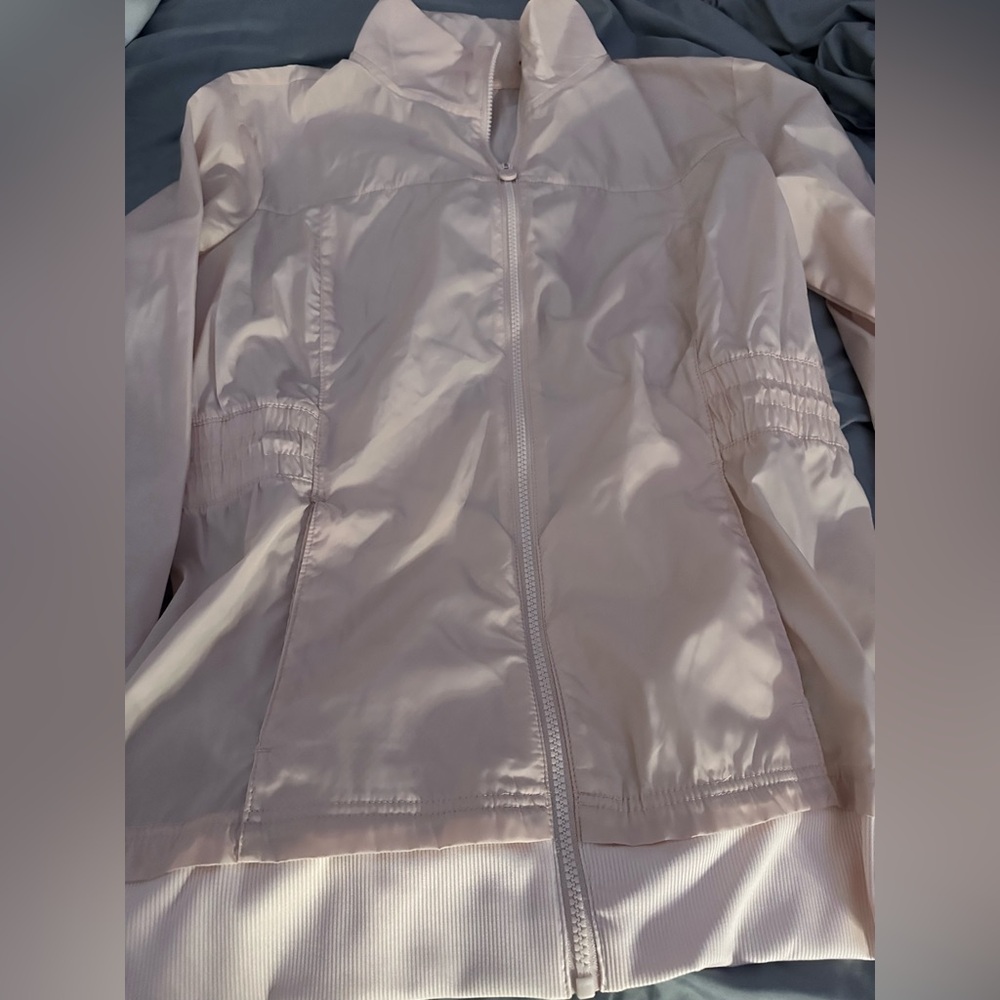 NEW! apana Windbreaker Jacket Womens Size L Blush Hooded Full Zip Vented Mesh